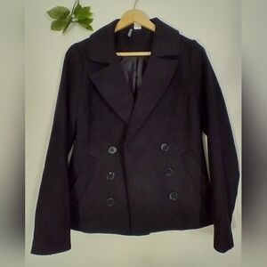 H&M Navy Pea Coat Size 2 Small